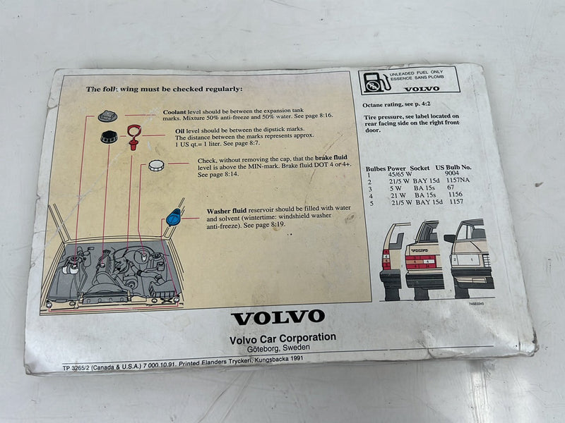 1992 Volvo 740 745 Owners Manual Book User Guide OEM #5835EM