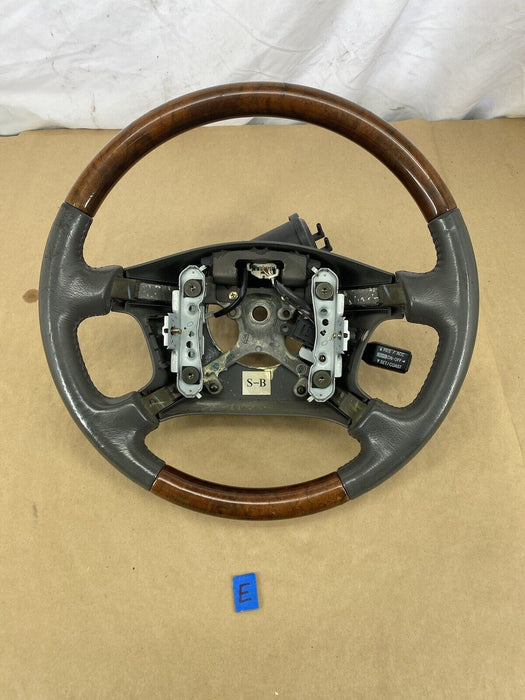 1997-2001 Lexus ES300 Leather & Burl Wood Steering Wheel Gray *NICE* OEM #2364E