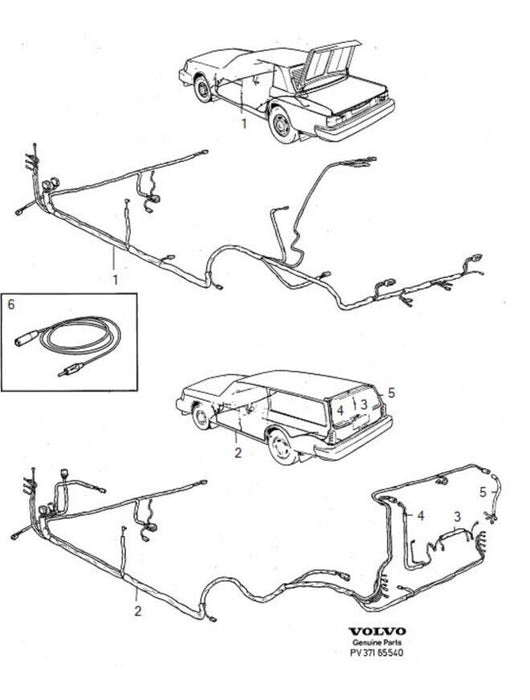 Volvo 240 244 245 Interior Wiring Harness Bottom Rail Boot w/o Sunroof OE #2689E