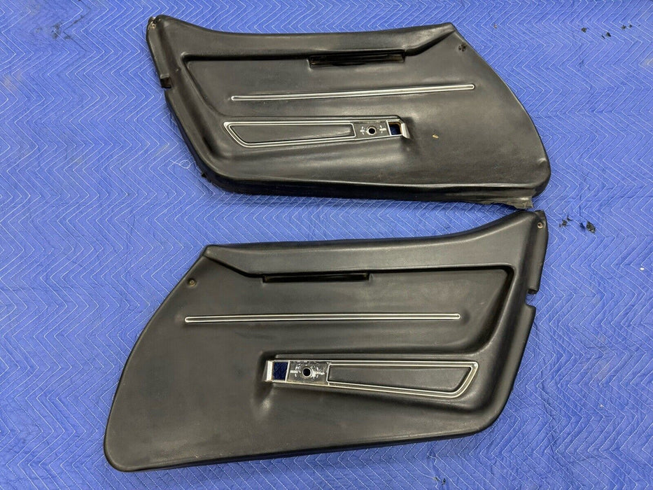 1968-1977 Corvette C3 Left & Right Black Door Card Panel Power w/Trim OEM #3226E