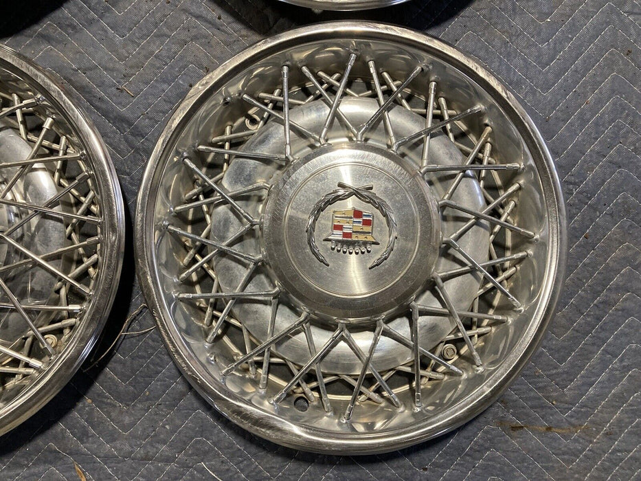 1976-1979 Cadillac Seville Wire Hubcaps Wheel covers 15” Set Of 4 OEM #1738M