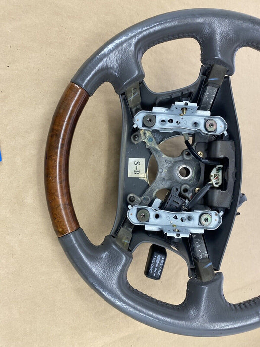 1997-2001 Lexus ES300 Leather & Burl Wood Steering Wheel Gray *NICE* OEM #2364E