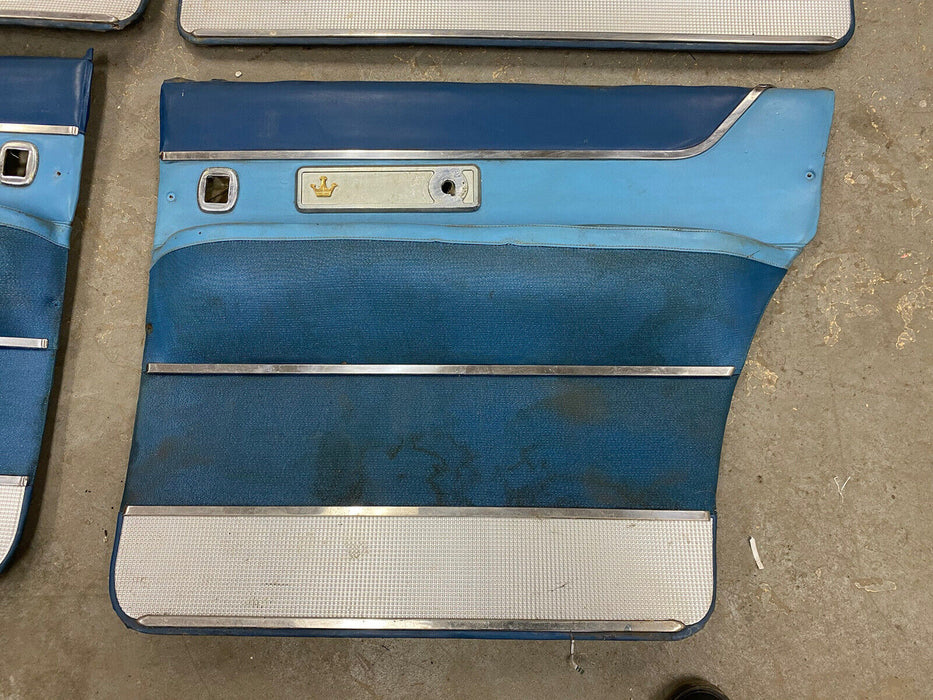 1955-1956 Chrysler Imperial Door Card Panel Set Of 4 Blue Front Rear OEM #2522E