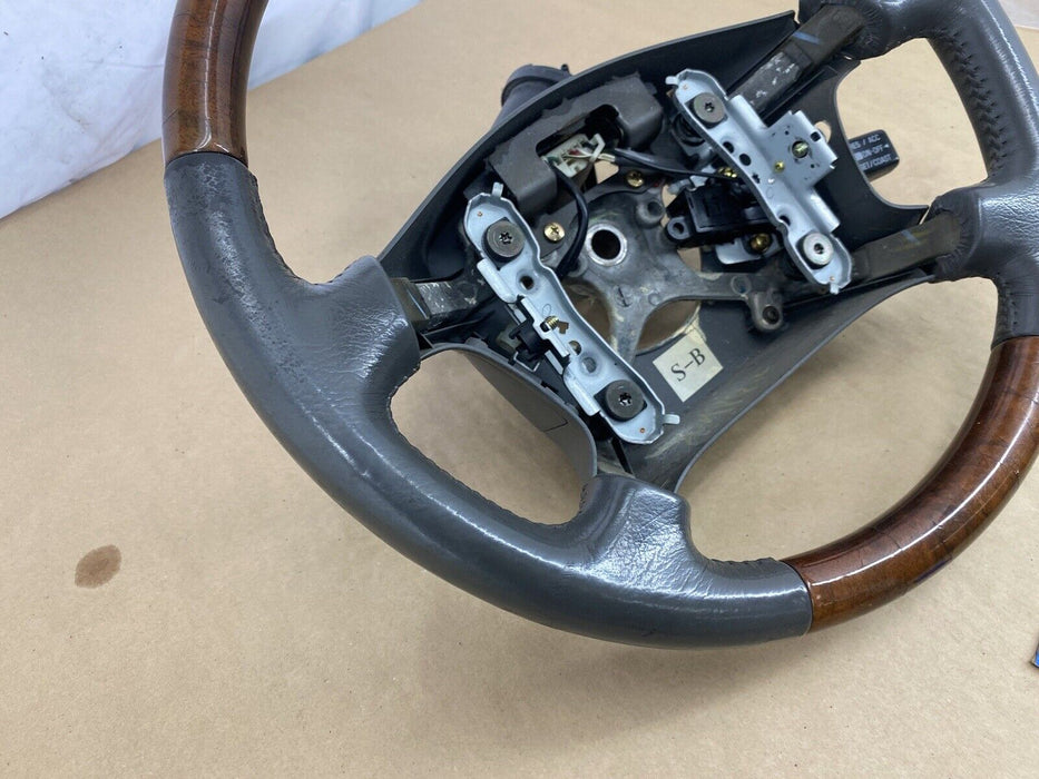 1997-2001 Lexus ES300 Leather & Burl Wood Steering Wheel Gray *NICE* OEM #2364E