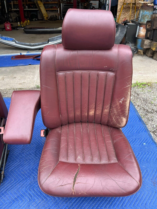 1979-1985 Mercedes 300SD W126 Front Leather Bucket Seats w/ Arm Rests OEM #320EM