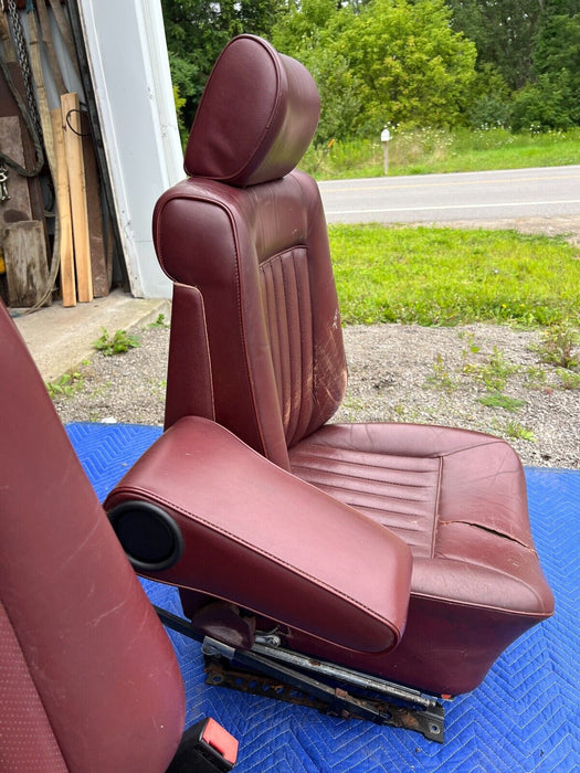 1979-1985 Mercedes 300SD W126 Front Leather Bucket Seats w/ Arm Rests OEM #320EM