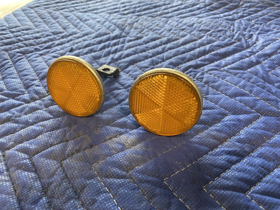 1974 Honda CB360 CB360T Front Fork Side Amber Reflectors Pair Motorcycle #3037E