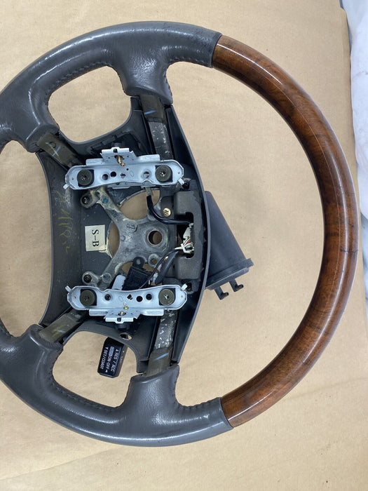 1997-2001 Lexus ES300 Leather & Burl Wood Steering Wheel Gray *NICE* OEM #2364E