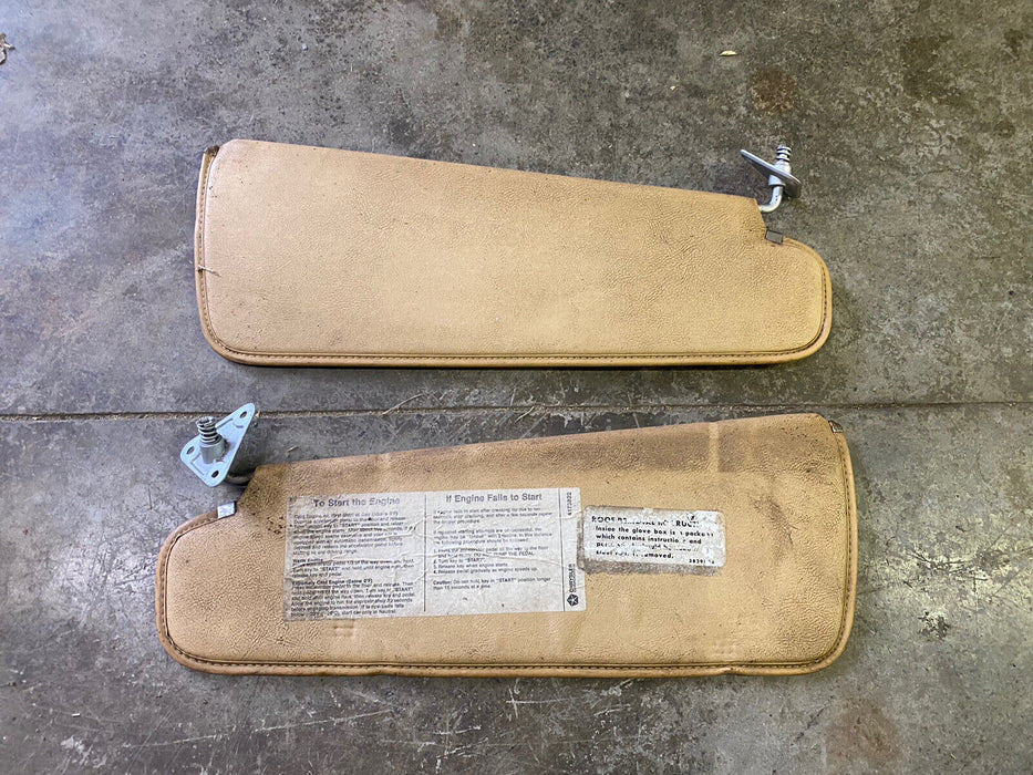 1981-93 Dodge Ram D150 D250 D350 Truck Left Right Sun Visor Set Tan OEM #117E