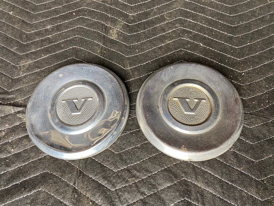 Volvo 140 240 Steel Wheel Rim Cover Center Chrome Hub Cap Pair OEM #1746E