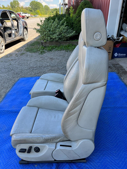 2003-2009 Audi S4 B6 B7 8E Pair Front Recaro White Leather Sport Seats OEM#691EM