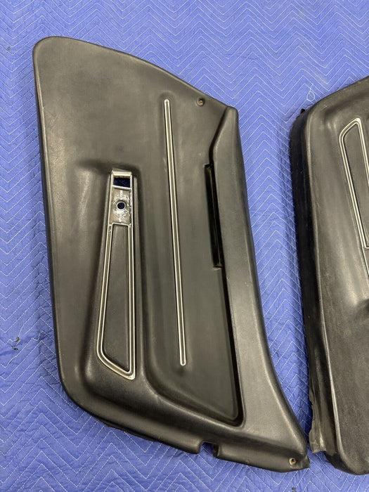 1968-1977 Corvette C3 Left & Right Black Door Card Panel Power w/Trim OEM #3226E