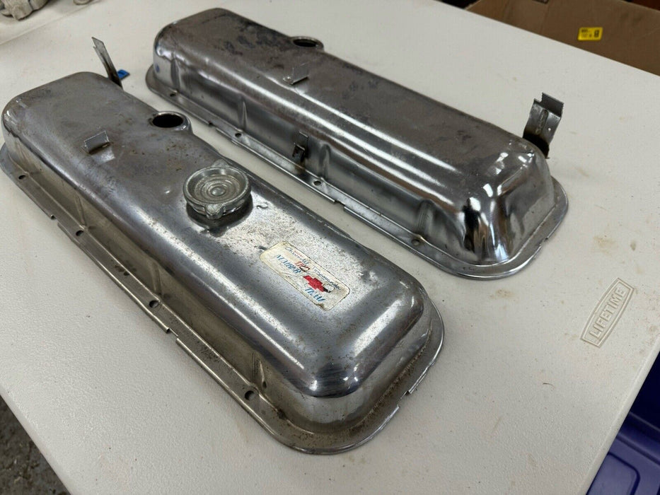 1965-1974 Corvette C3 GM 427 Big Block BBC Valve Covers Chrome Pair OEM #3274E