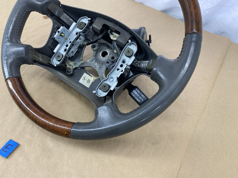 1997-2001 Lexus ES300 Leather & Burl Wood Steering Wheel Gray *NICE* OEM #2364E