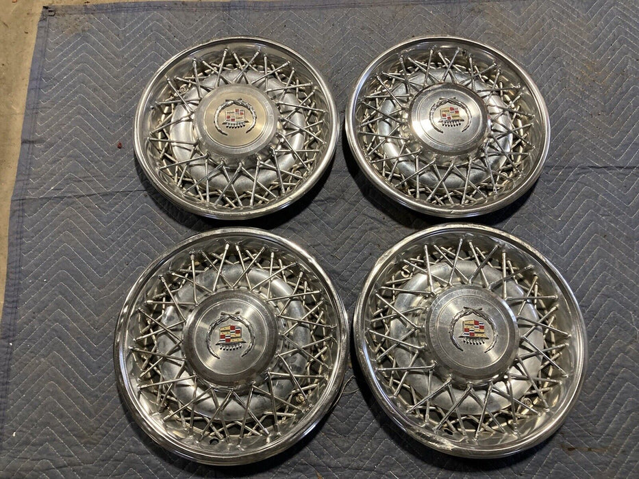 1976-1979 Cadillac Seville Wire Hubcaps Wheel covers 15” Set Of 4 OEM #1738M