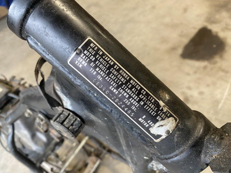 1974 Honda CB360 CB360T Complete Frame Assembly OEM Motorcycle #2999E