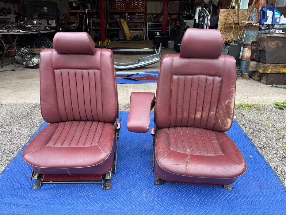 1979-1985 Mercedes 300SD W126 Front Leather Bucket Seats w/ Arm Rests OEM #320EM