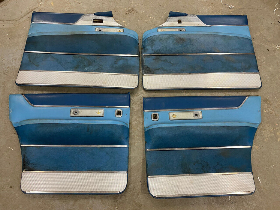 1955-1956 Chrysler Imperial Door Card Panel Set Of 4 Blue Front Rear OEM #2522E