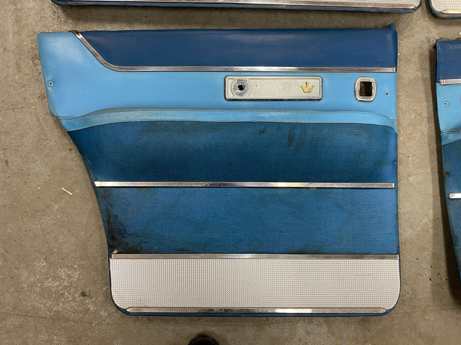 1955-1956 Chrysler Imperial Door Card Panel Set Of 4 Blue Front Rear OEM #2522E