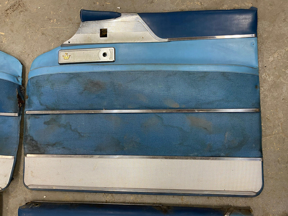 1955-1956 Chrysler Imperial Door Card Panel Set Of 4 Blue Front Rear OEM #2522E