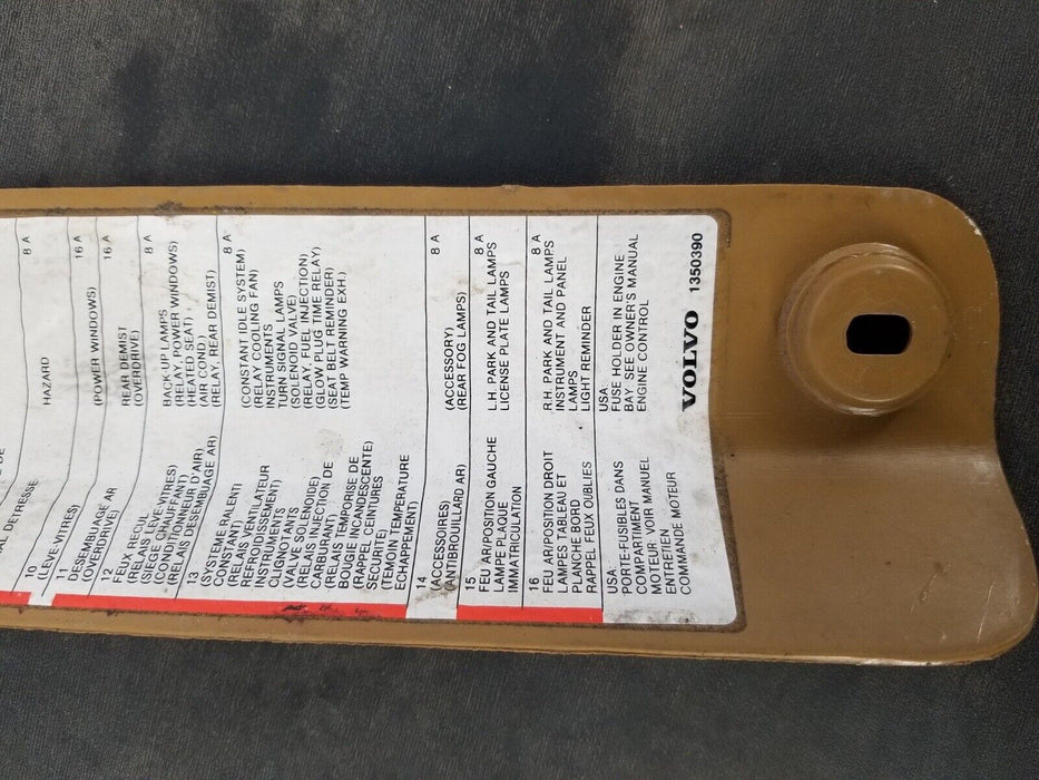 Volvo 240 244 245 Tan Early Fuse Panel Cover 1350390 OEM #2588E