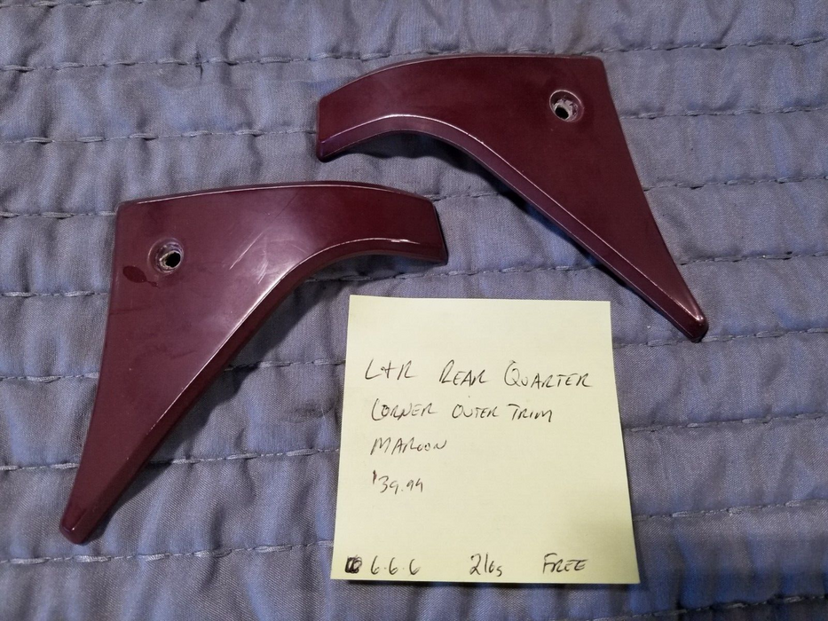 1986-1993 Volvo 240 242 244 245 L & R Rear Quarter Lower Outer Trim Maroon #45AN