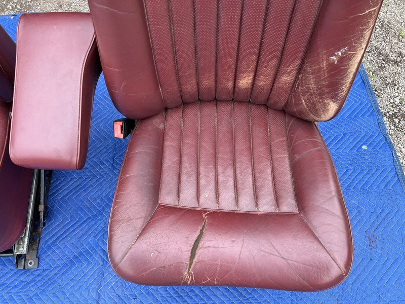 1979-1985 Mercedes 300SD W126 Front Leather Bucket Seats w/ Arm Rests OEM #320EM