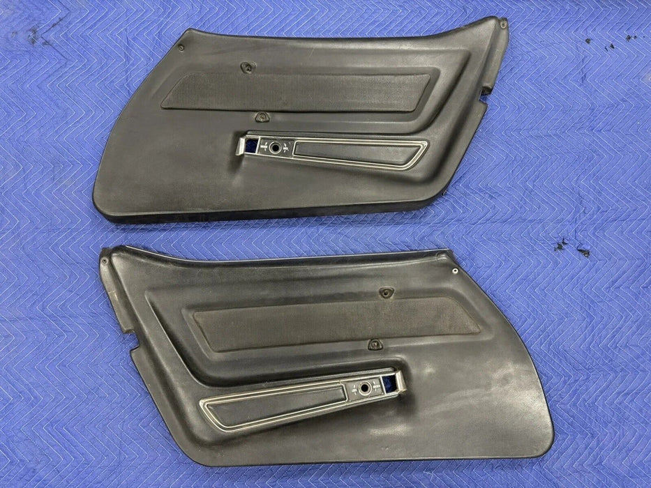 1968-1977 Corvette C3 Left & Right Black Door Card Panel Power w/Trim OEM #3227E