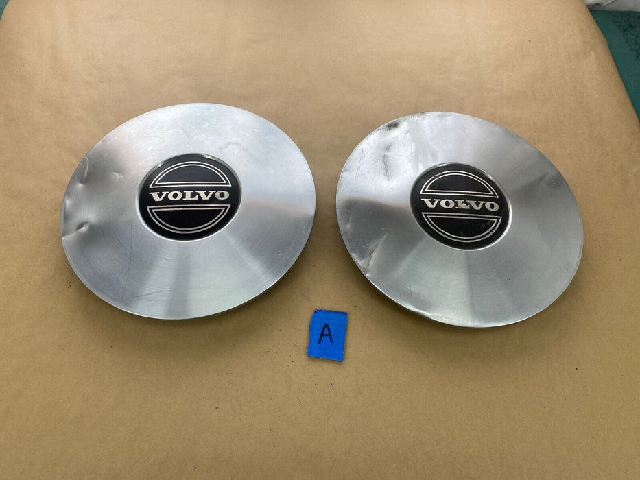 1985-1990 Volvo 740 760 Hub Cap Center Caps OEM 11.25” Diameter Pair #2709E