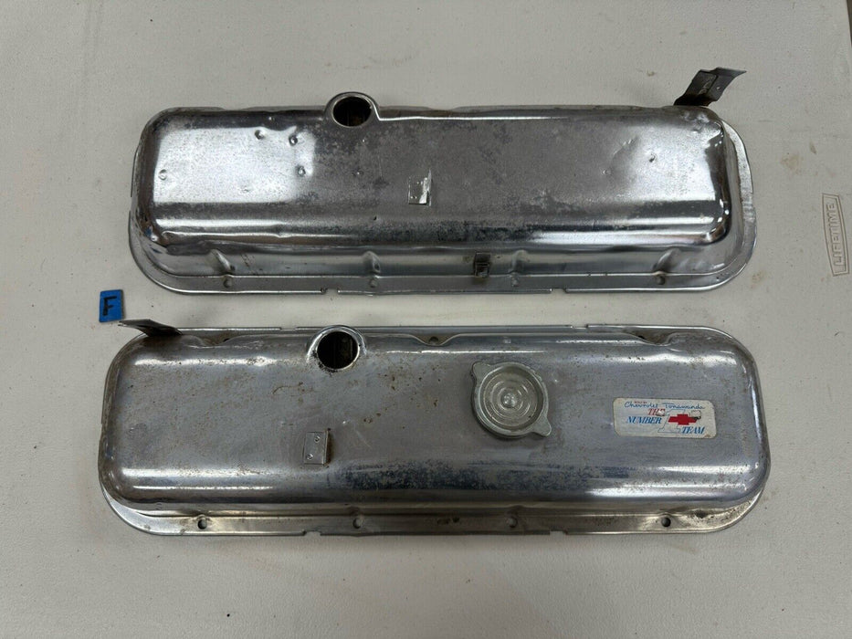 1965-1974 Corvette C3 GM 427 Big Block BBC Valve Covers Chrome Pair OEM #3274E