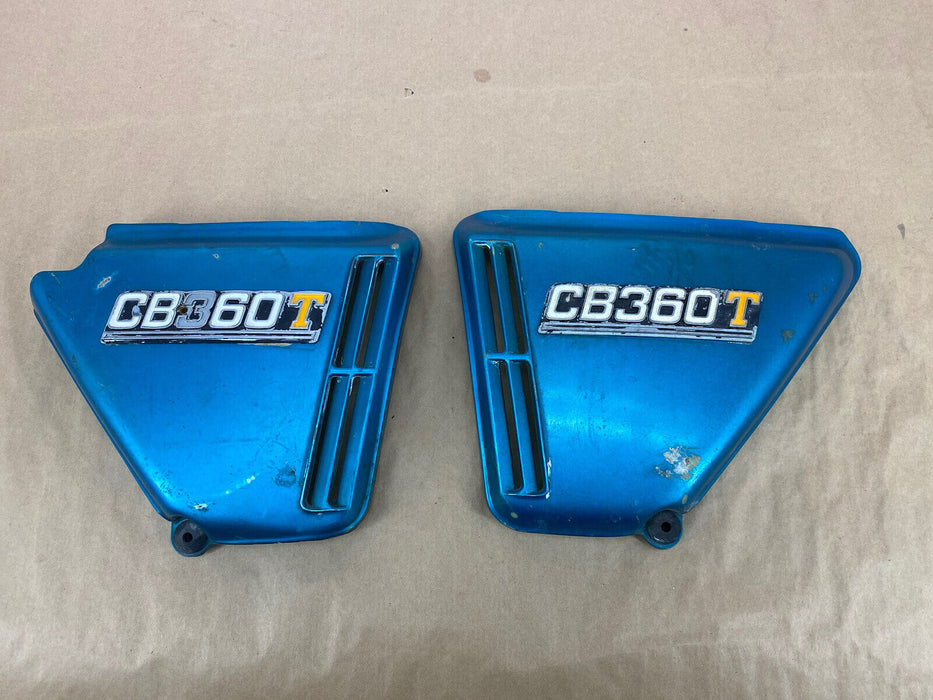 1972-1976 Honda CB360T Side Cover Panels Pair CB360 CB Twin Fairing OEM #2421E