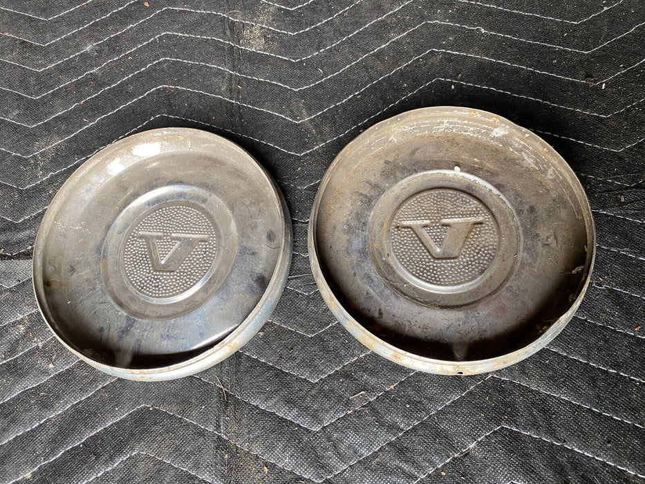 Volvo 140 240 Steel Wheel Rim Cover Center Chrome Hub Cap Pair OEM #1746E