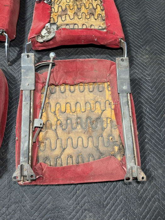 1968-1969 Corvette C3 Front Seat Pair Red w/Tracks & Frame Left Right OEM #3213E