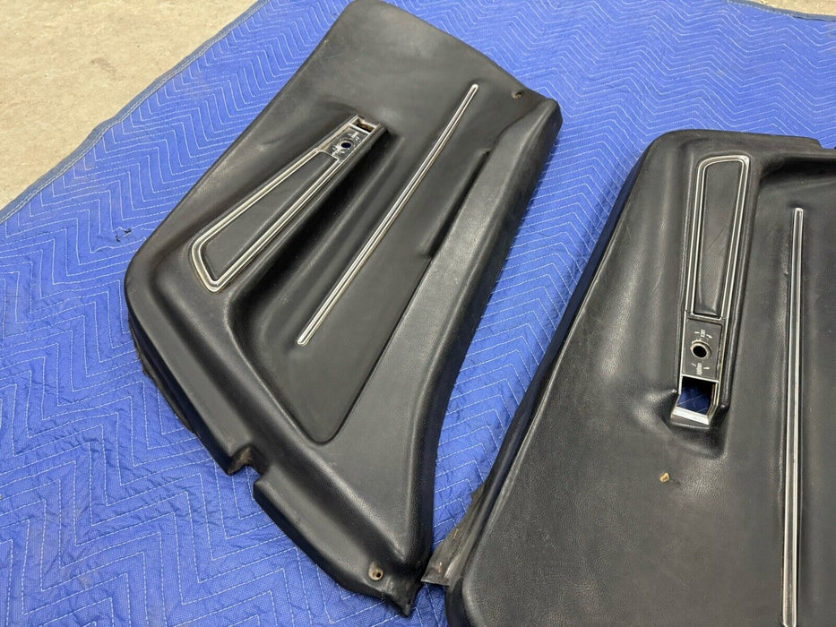 1968-1977 Corvette C3 Left & Right Black Door Card Panel Power w/Trim OEM #3226E