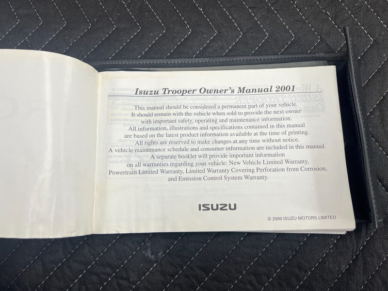 1998-2002 Isuzu Trooper 2001 Owner's Driver Manual w/ Case OEM #890EM