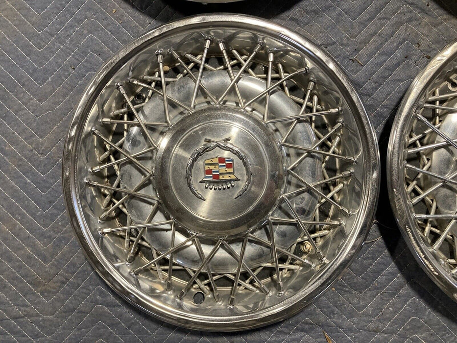 1976-1979 Cadillac Seville Wire Hubcaps Wheel covers 15” Set Of 4 OEM #1738M