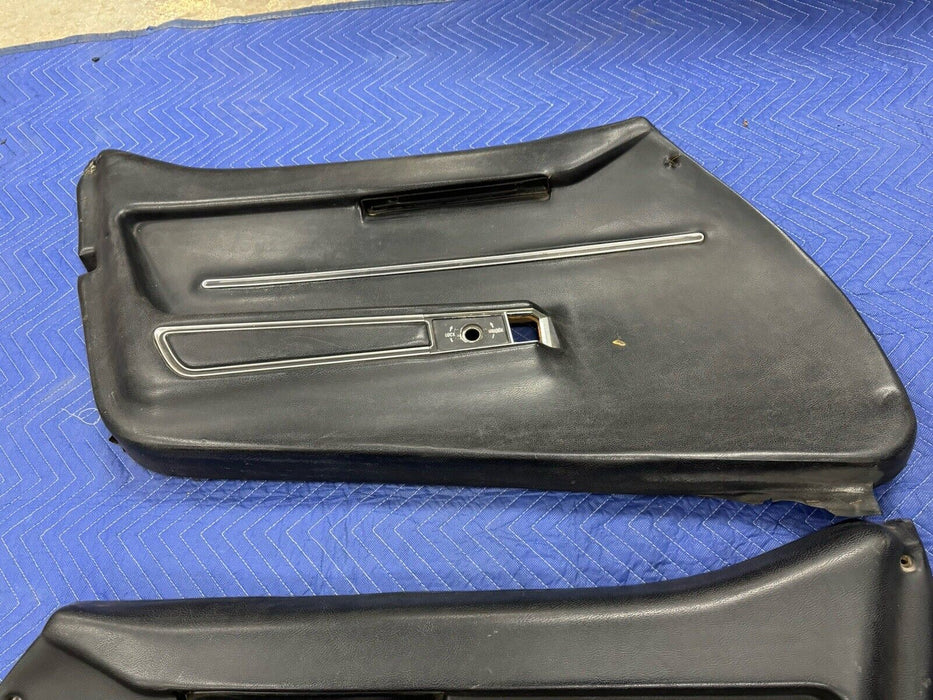 1968-1977 Corvette C3 Left & Right Black Door Card Panel Power w/Trim OEM #3226E