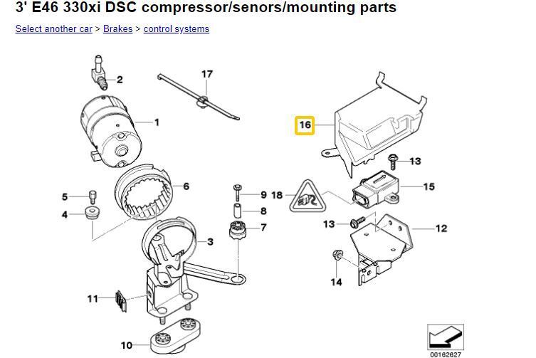 2001-2006 E46 BMW 330XI 34516752081 COMPRESSOR SENSOR COVER TRIM PLASTIC #287CN