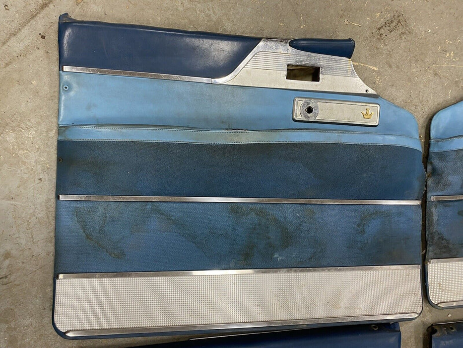 1955-1956 Chrysler Imperial Door Card Panel Set Of 4 Blue Front Rear OEM #2522E