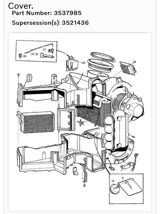1987-1998 Volvo 740 940 960 V90 S90 Heater Motor Box Cover 3537985 NOS OE #1834E