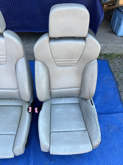 2003-2009 Audi S4 B6 B7 8E Pair Front Recaro White Leather Sport Seats OEM#691EM