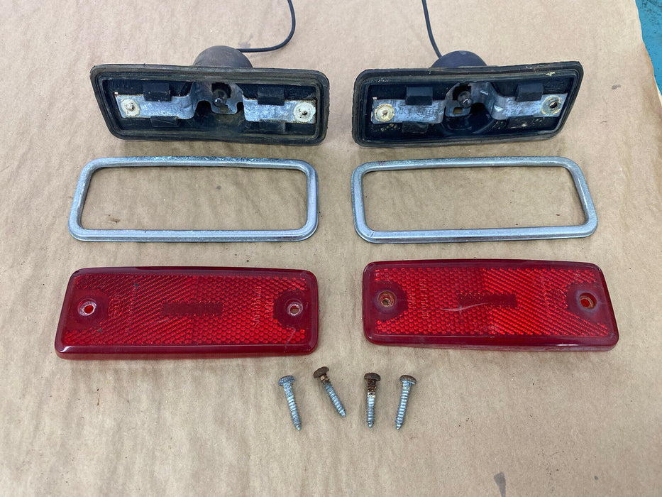 1969-1974 Volvo 144 145 Rear Side Quarter Marker Lights Pair Red OEM #2474E