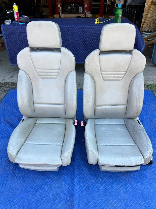 2003-2009 Audi S4 B6 B7 8E Pair Front Recaro White Leather Sport Seats OEM#691EM