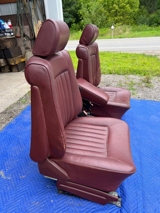 1979-1985 Mercedes 300SD W126 Front Leather Bucket Seats w/ Arm Rests OEM #320EM