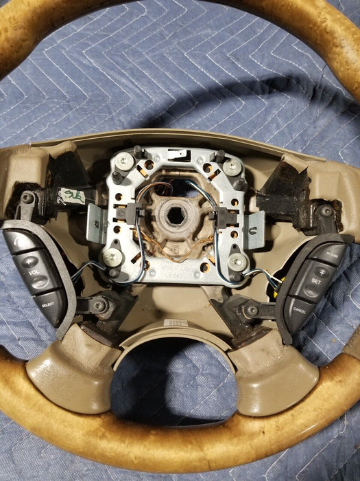 2002-2008 Jaguar X-Type 2.5L X400 Steering Wheel w/Switches Tan Wood OEM #1947E