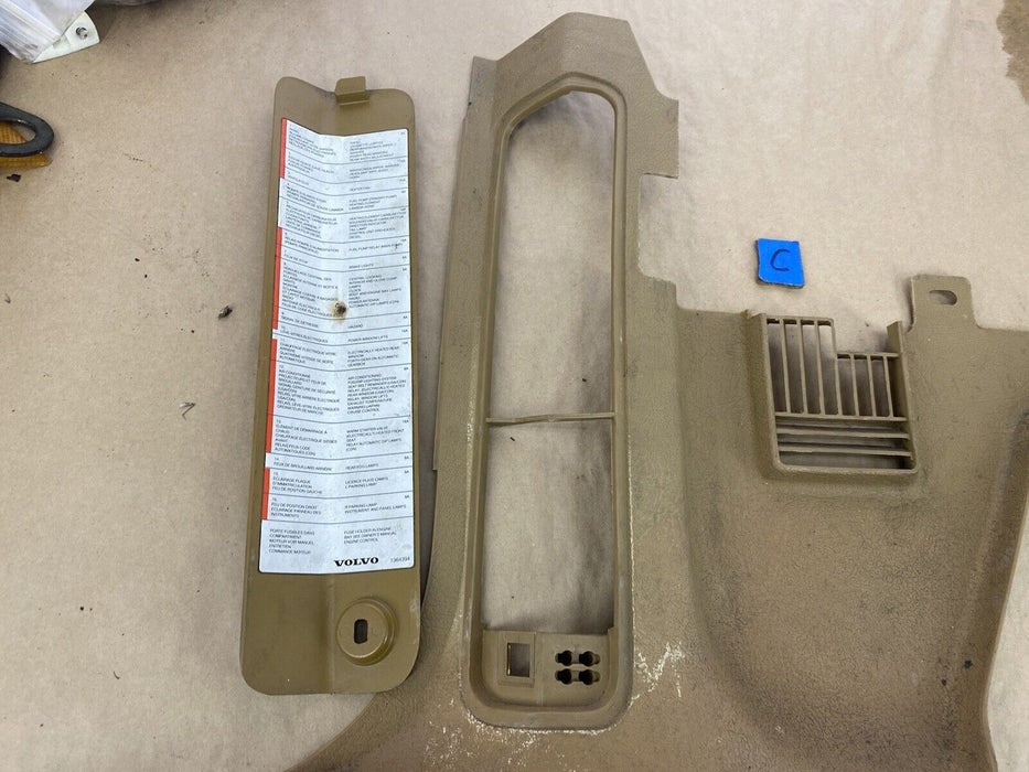 Volvo 240 242 244 245 Left Footwell Fuse Panel Cover Trim Tan OEM #2754E