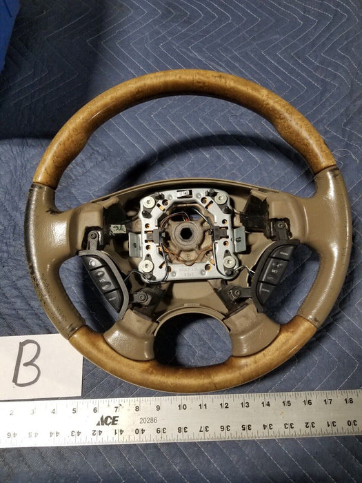 2002-2008 Jaguar X-Type 2.5L X400 Steering Wheel w/Switches Tan Wood OEM #1947E