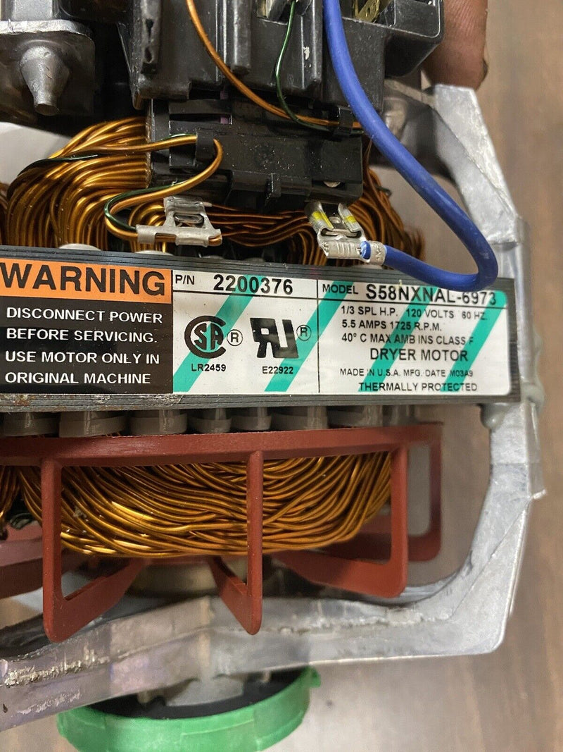 Maytag W/D Washer Dryer Combo Motor Part # 2200376 With Pulley Nut #2971E