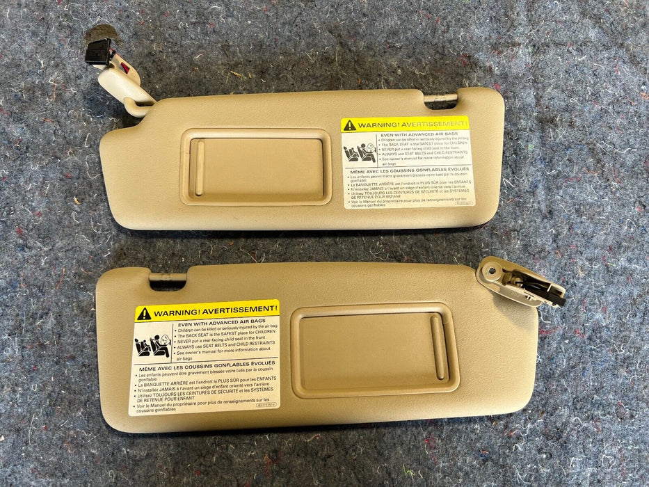 02-12 Audi A4 B6 Sedan Pair Left Right Tan Sun Visors 8E0857551S OEM #196EM