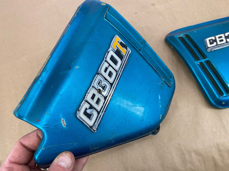 1972-1976 Honda CB360T Side Cover Panels Pair CB360 CB Twin Fairing OEM #2421E